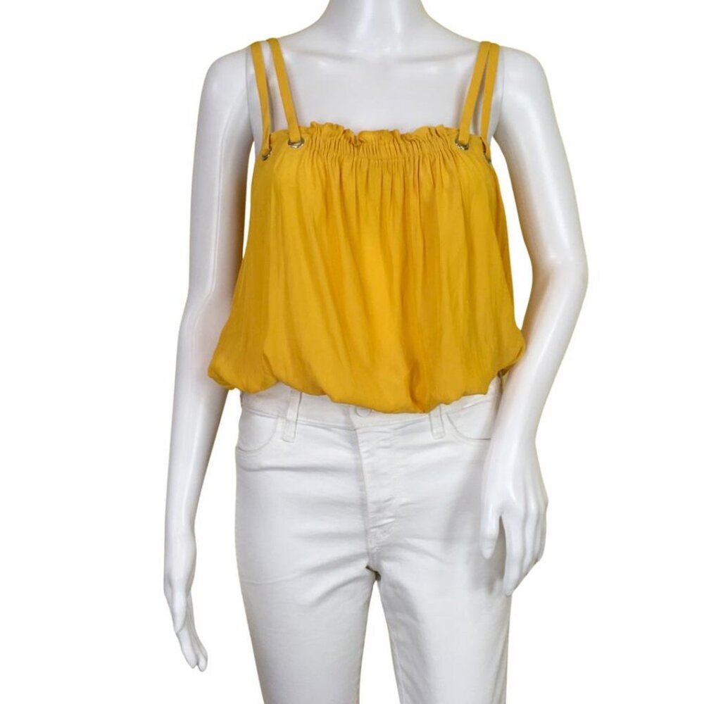 NWT Ramy Brook Women's Blouse Double Strap Sleeveless Yellow Sz S